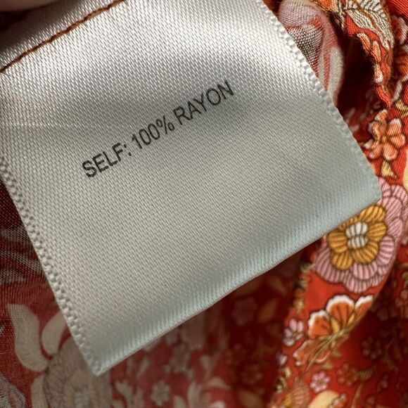 Jane And Delancey Floral 3/4 Sleeve Hi Lo Swing Top Tassel Tie Boho Peasant sz L - Picture 10 of 11